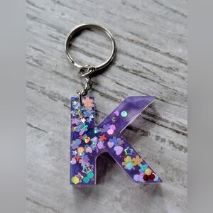 Purple letter K keychain